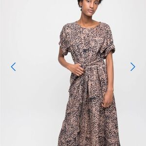 Brown and Tan Sheath Maxi Dress with Dolman Sleeves